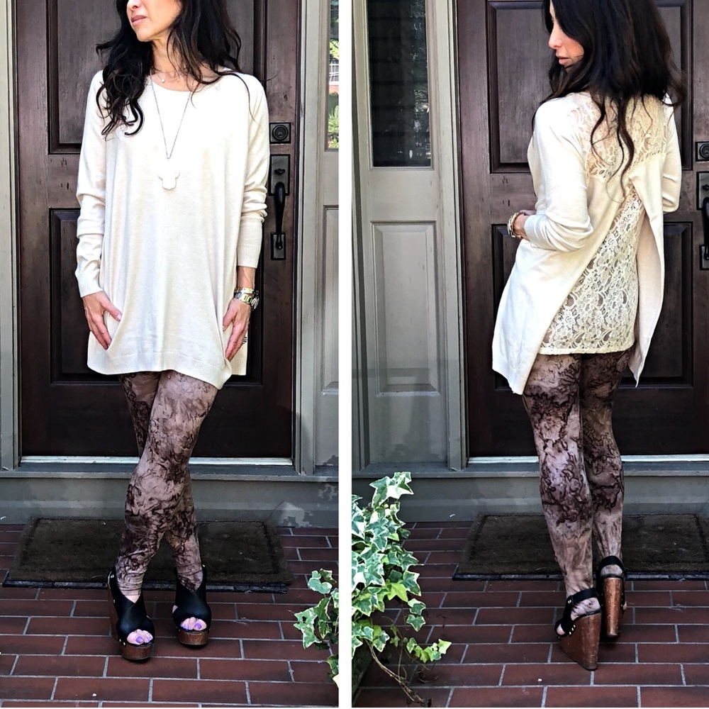 Brown tie dye brushed full length leggings - Picture 9 of 11